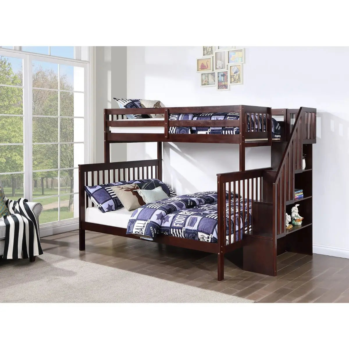 Staircase Twin Over Double Bunkbed B1850 I.F.Furniture