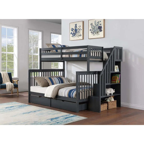 Staircase Twin Over Double Bunkbed B1851 I.F.Furniture