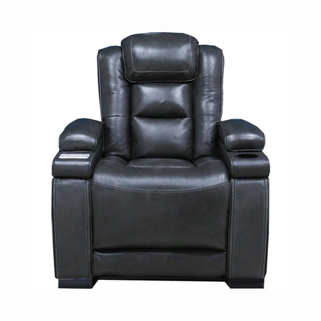 Real Leather Grey Recliner Complete Home Furnish