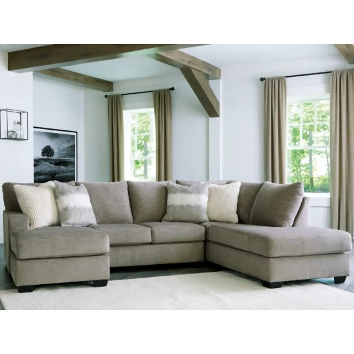 Ashley Creswell Sectional with Chaise in Stone Signature Design by Ashley