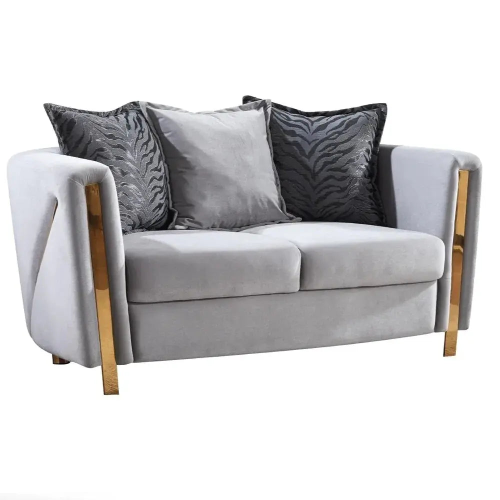 Chanelle Fabric Loveseat in Grey/Beige Matrix Furniture