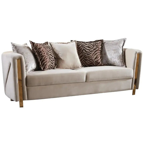 Chanelle Fabric Sofa in Grey/Beige Matrix Furniture