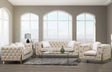 Moderno 3pc Tufted Fabric Sofa Set in Cream Matrix Furniture