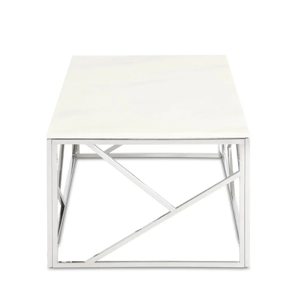 Carole Faux Marble Coffee Table - Silver