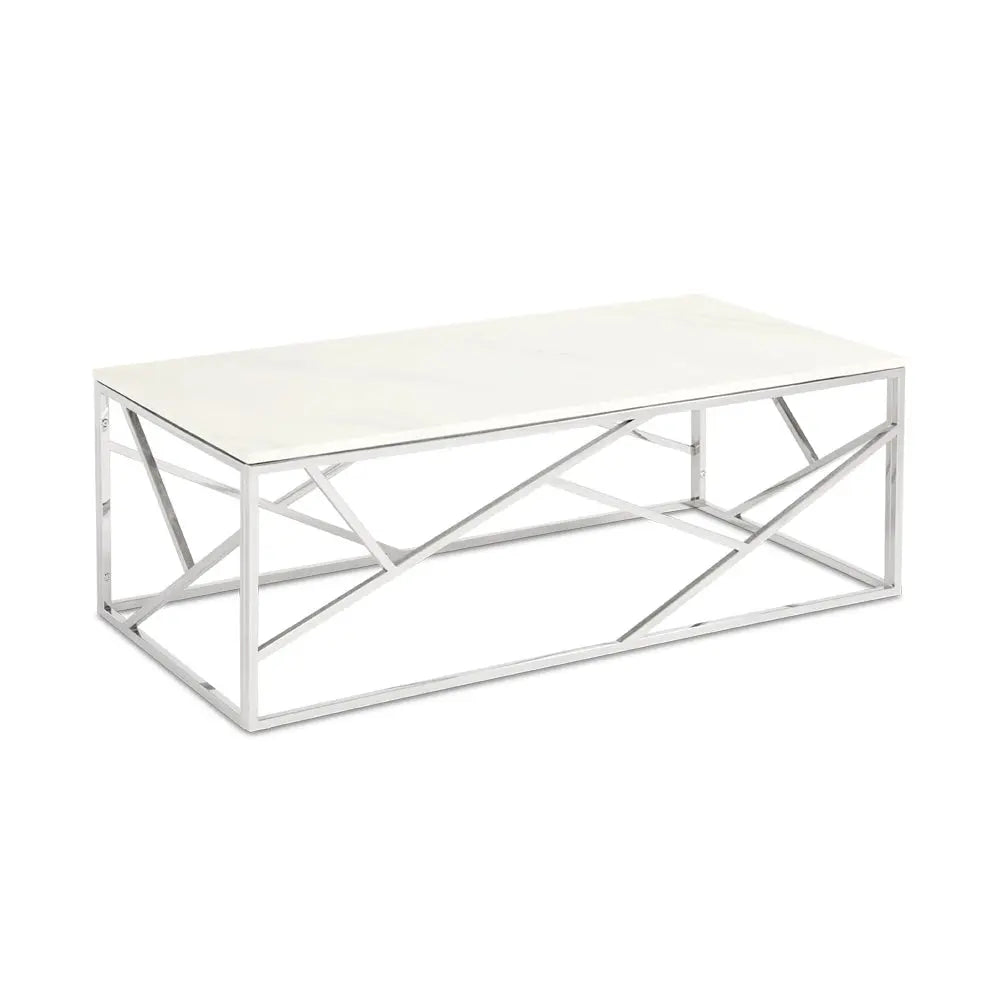 Carole Faux Marble Coffee Table - Silver