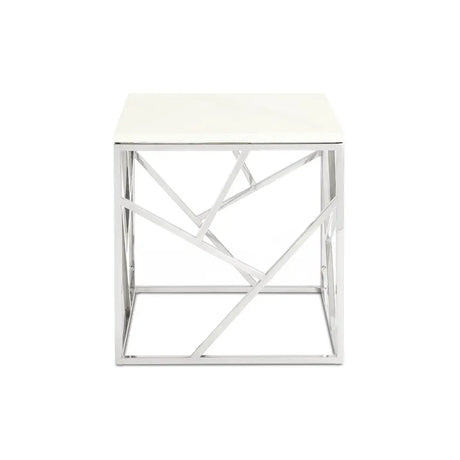 CAROLE Faux Marble End Table - Silver