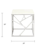 CAROLE Faux Marble End Table - Silver - Complete Home Furnish