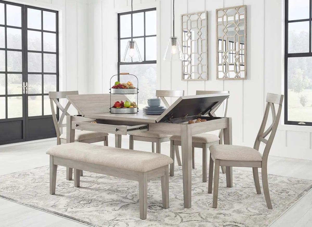 Ashley Parellen 6Pc Dining Set in Grey - Complete Home Furnish