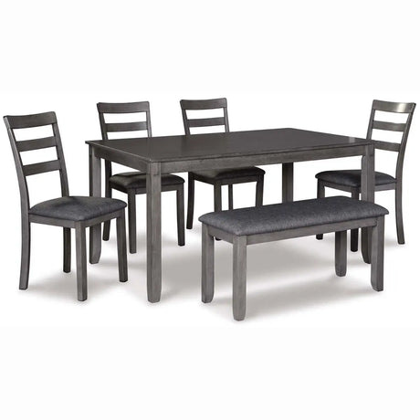 Ashley Bridson 6Pc Dining Set in Grey - Complete Home Furnish