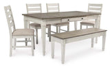 Ashley Skempton 6Pc Dining Set in Two Tone Finish - Complete Home Furnish