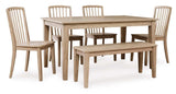 Ashley Gleanville 6Pc Dining Set in Light Brown - Complete Home Furnish