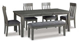 Ashley Hallanden 6Pc Dining Set in Grey - Complete Home Furnish