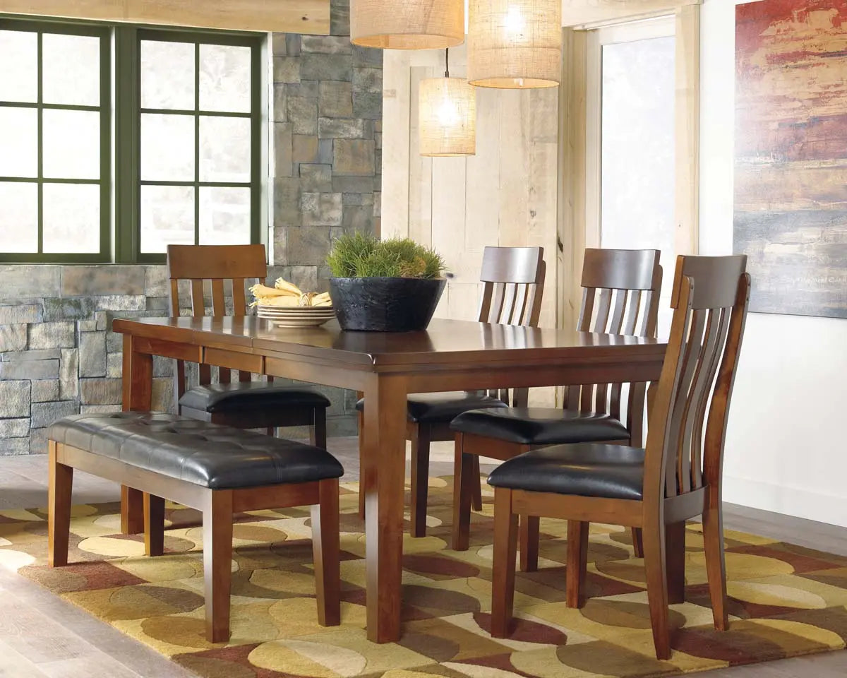 Ashley Ralene 6Pc Dining Set in Medium Brown - Complete Home Furnish