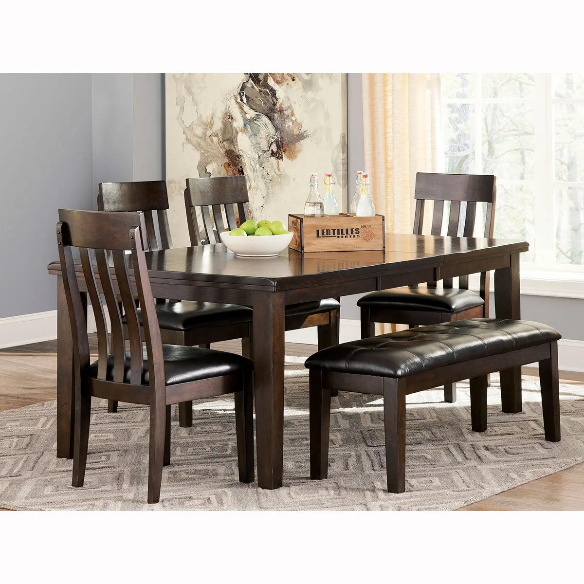 Ashley Haddigan 6Pc Dining Set in Dark Brown - Complete Home Furnish