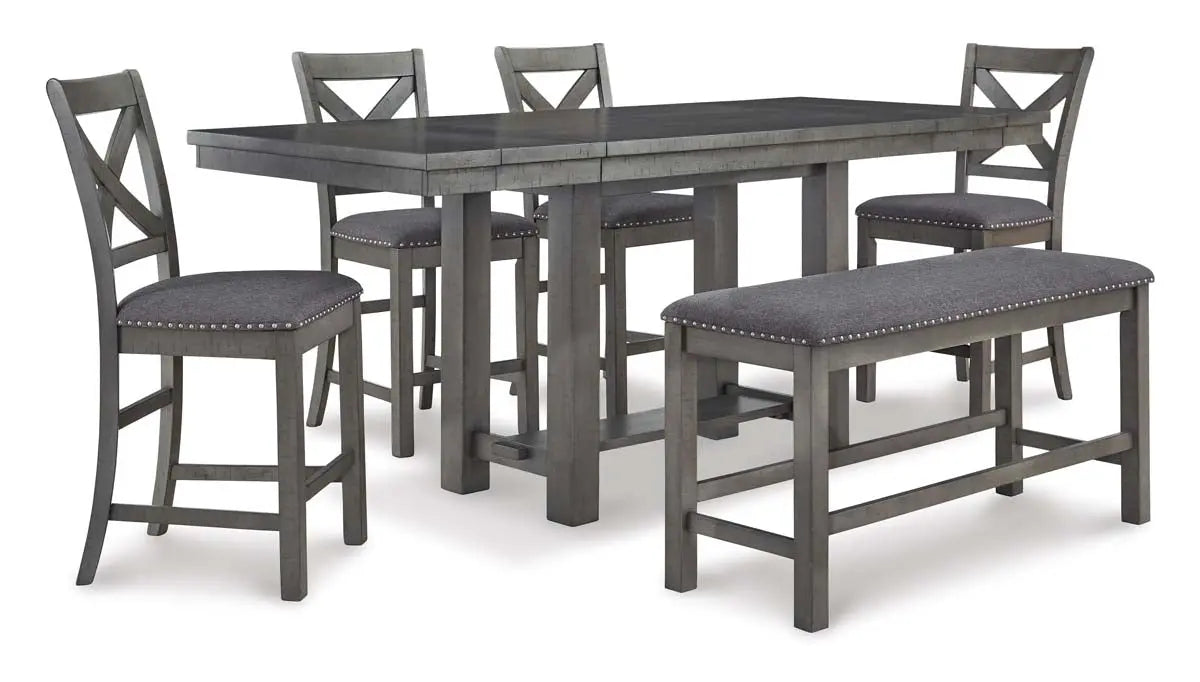 Ashley Myshanna Counter Height 6Pc Dining Set in Grey - Complete Home Furnish