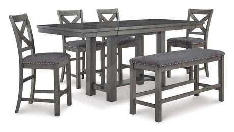 Ashley Myshanna Counter Height 6Pc Dining Set in Grey - Complete Home Furnish