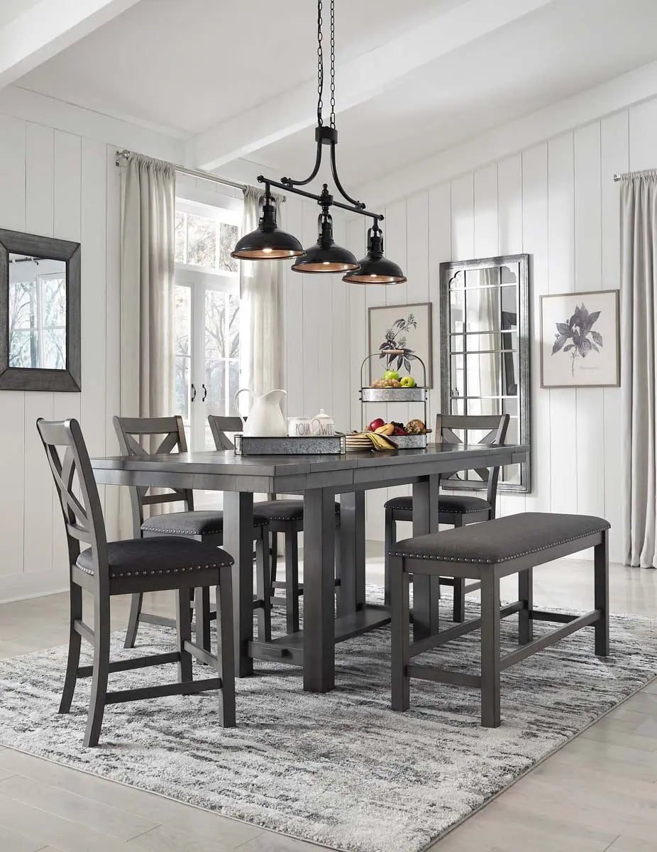 Ashley Myshanna Counter Height 6Pc Dining Set in Grey - Complete Home Furnish