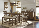 Ashley Moriville 6Pc Counter height Dining Set in Grayish Brown - Complete Home Furnish