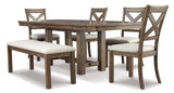 Ashley Moriville 6Pc Dining Set in Grayish Brown - Complete Home Furnish