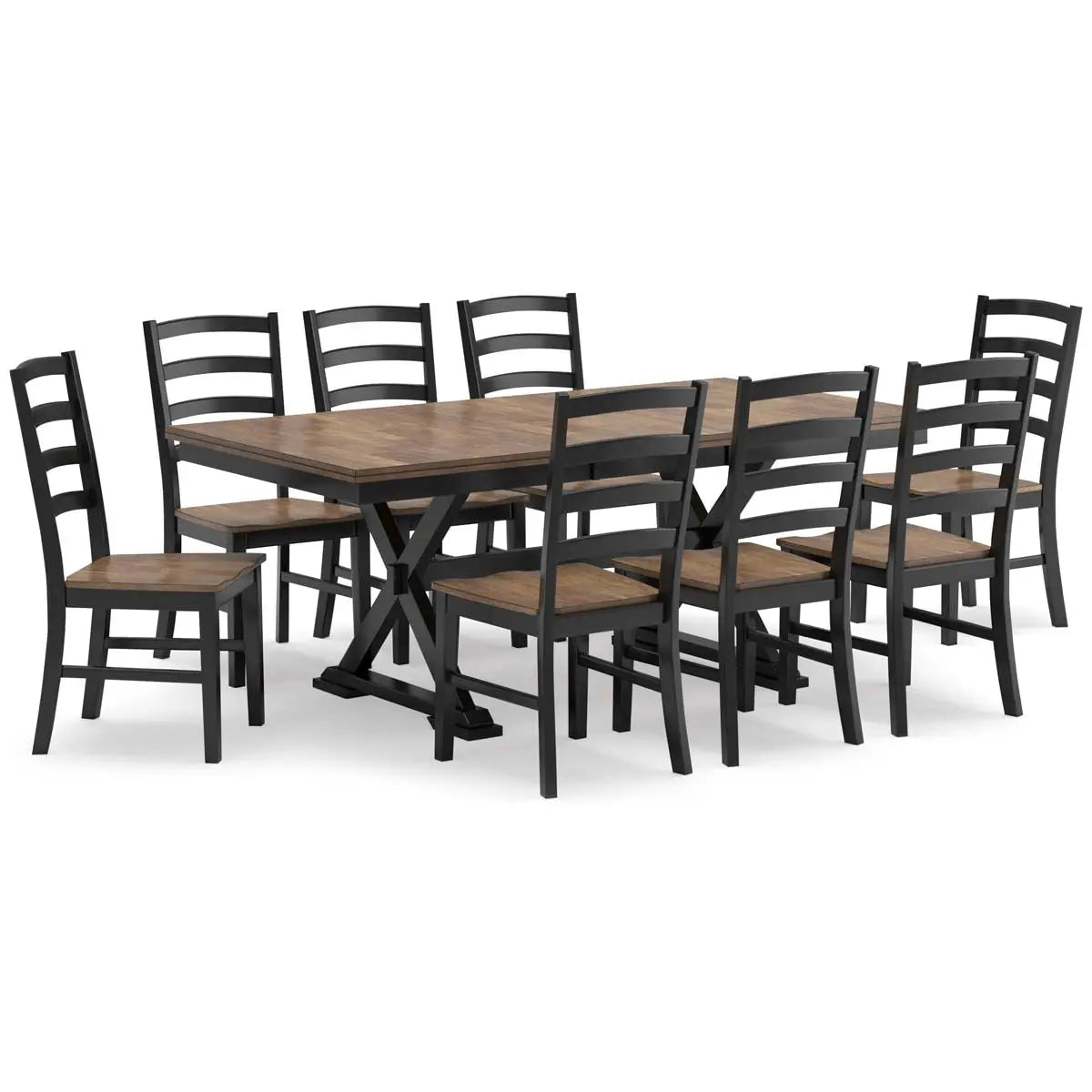 Ashley Wildenauer 9Pc Dining Set in Brown and Black - Complete Home Furnish