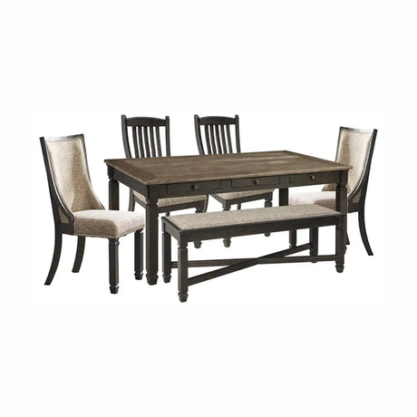 Ashley Tyler Creek 6Pc Dining Set in Two-Tone with Arm Chairs - Complete Home Furnish