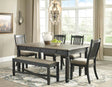 Ashley Tyler Creek 6Pc Dining Set in Two-Tone Black & Grey - Complete Home Furnish