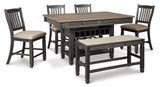 Ashley Tyler Creek Counter Height 6Pc Dining Set in Black & Grey - Complete Home Furnish