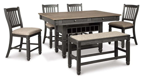 Ashley Tyler Creek Counter Height 6Pc Dining Set in Black & Grey - Complete Home Furnish