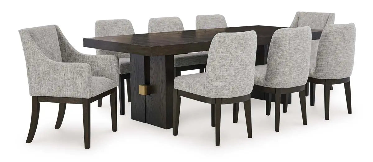 Ashley Burkhaus 9Pc Dining Set in Dark Brown - Complete Home Furnish