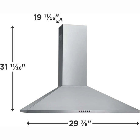 Frigidaire 30 inch 400 CFM Wall Mount Range Hood in Stainless Steel FHWC3055LS Frigidaire