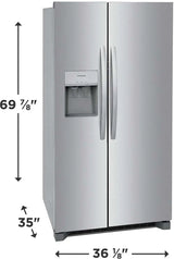 Frigidaire 36 Inch 25.6 Cu. Ft. Standard Depth Side by Side Refrigerator FRSS2623AS Frigidaire