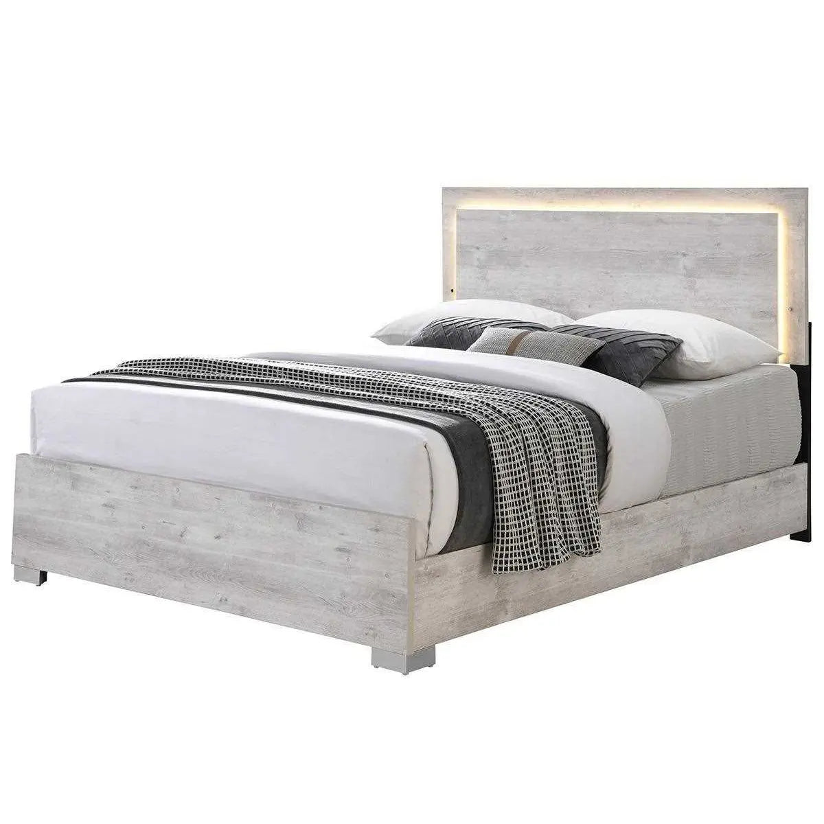 Freya 7 pc Bedroom Set in Stone White Kwality