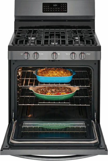 Frigidaire 30 inch 5.0 cu. ft. Gas Range with Air Fry in Black Stainless Steel GCRG3060AD - Complete Home Furnish