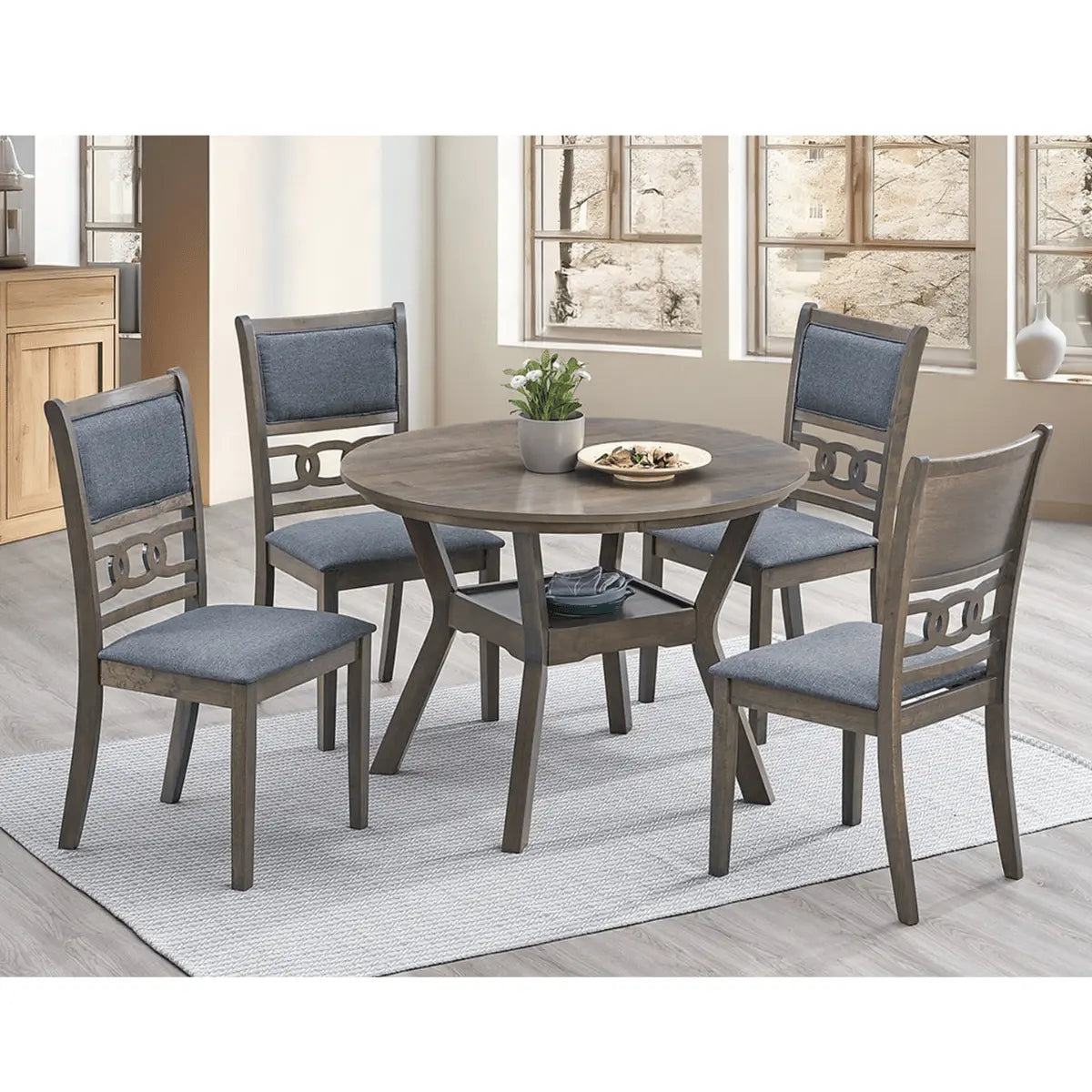 5 Pc Round Dining Table Set 1079 I.F.Furniture