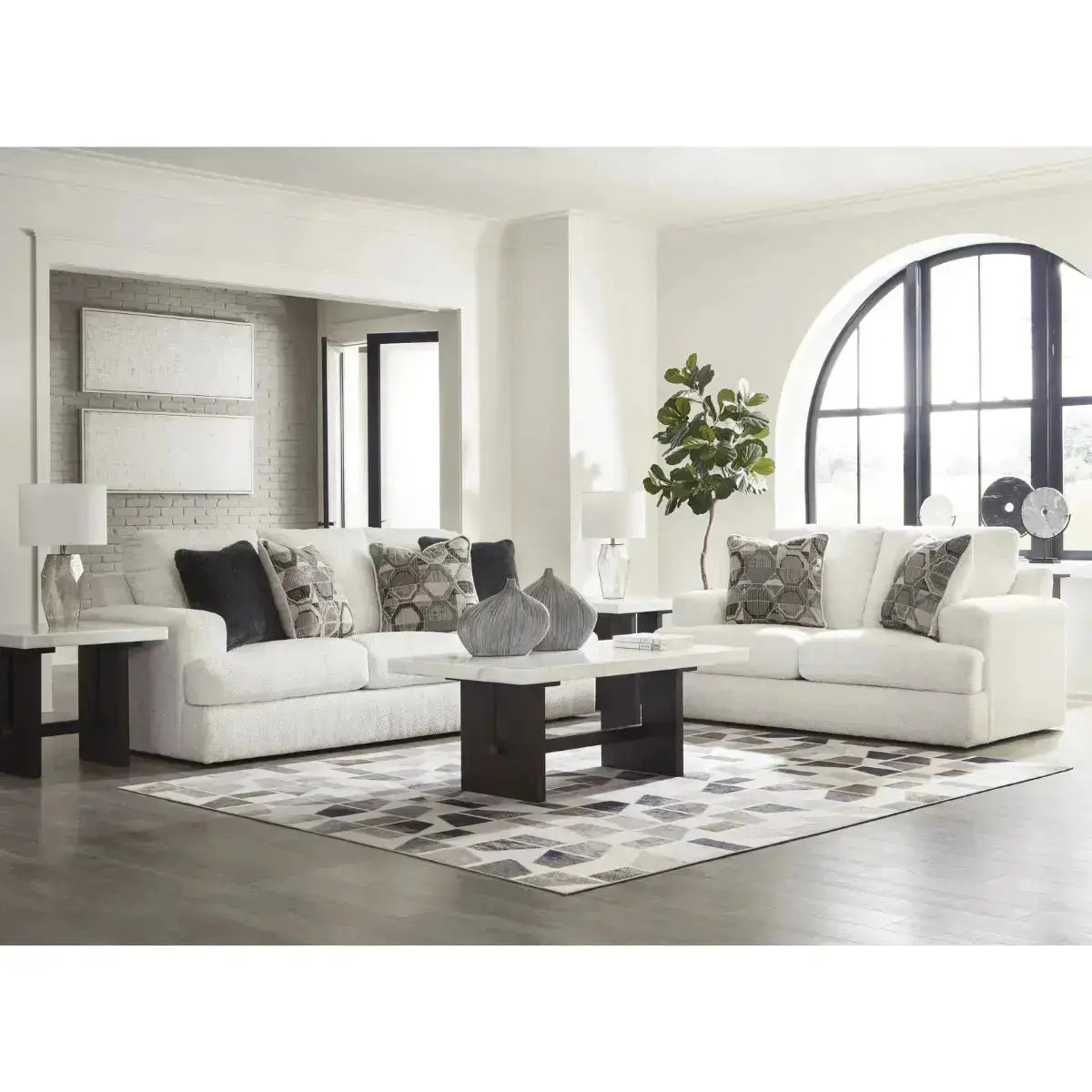 Ashley Karinne Sofa Set in Linen Signature Design by Ashley