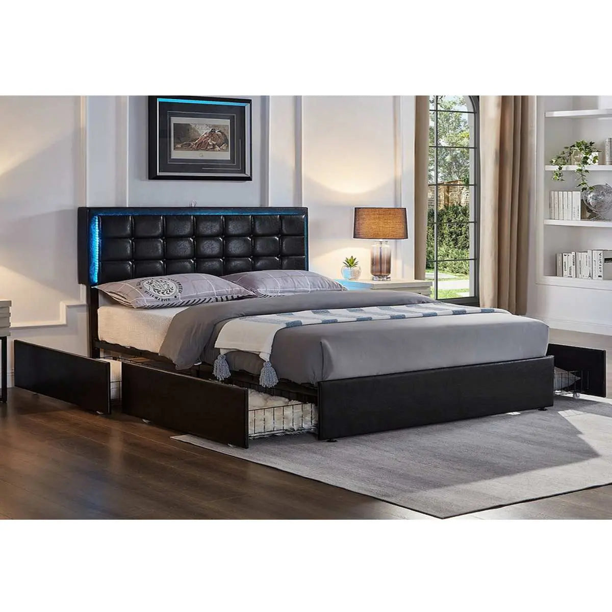 LED Platform Bed with Storage in Black 5400 IF