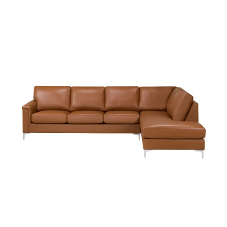 Bradley 9814 Sectional in Cognac Leather Sofa by Fancy