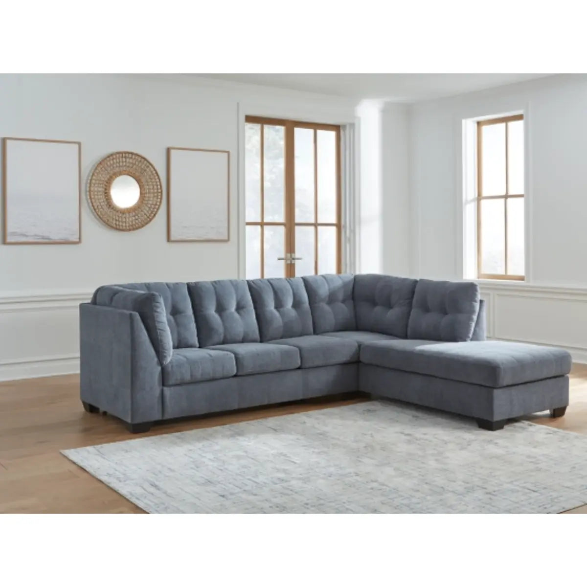 Ashley Marleton Sectional with Chaise in Denim Signature Design by Ashley