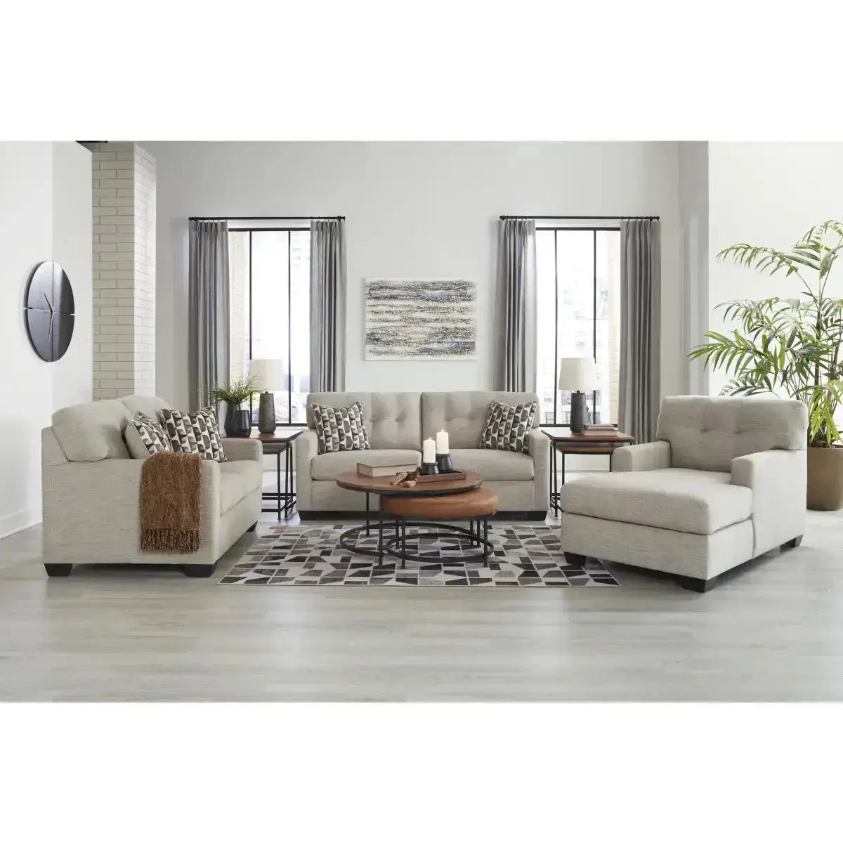 Ashley Mahoney Sofa Set in Pebble Signature Design by Ashley