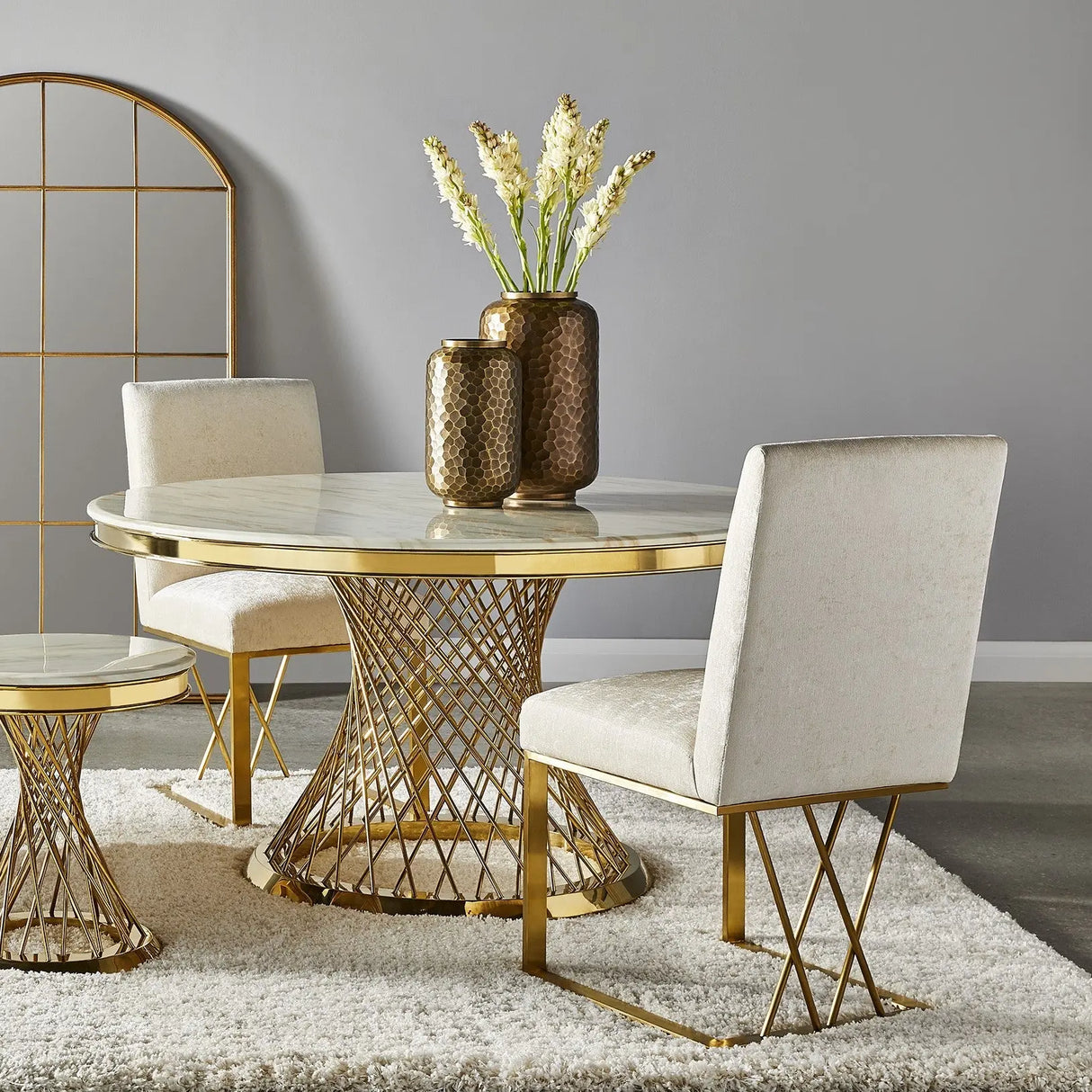 Fortina Dining Chair - Brushed Gold - Xcella Furniture