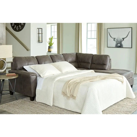 Navi 2Pc Sectional Sleeper in Chestnut Brown Signature Design by Ashley