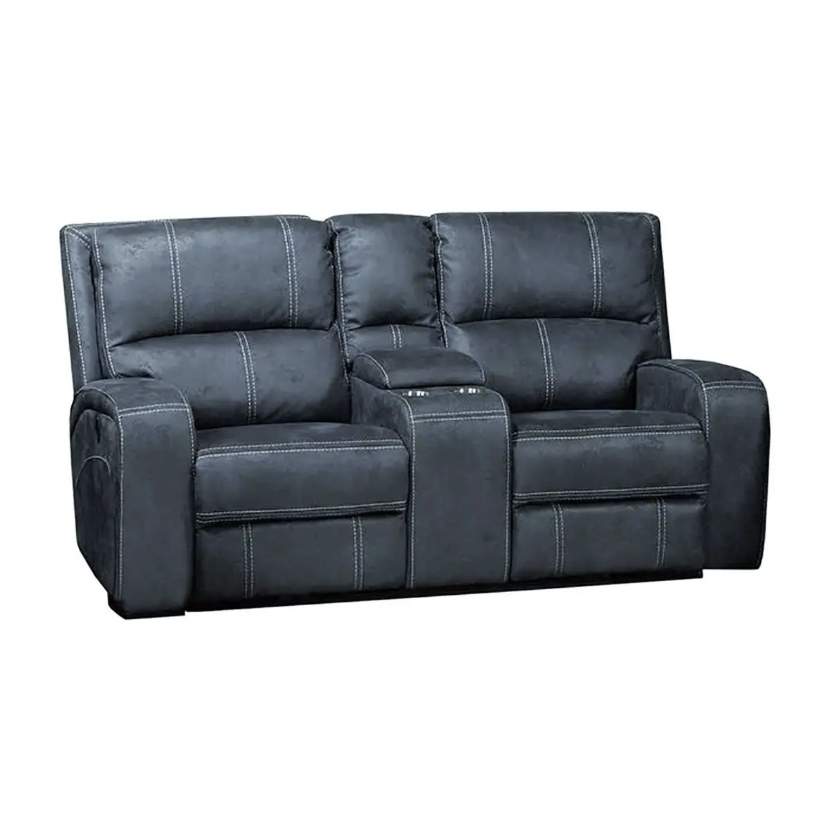 Perth Power Reclining Loveseat in Stone Grey Blue Kwality