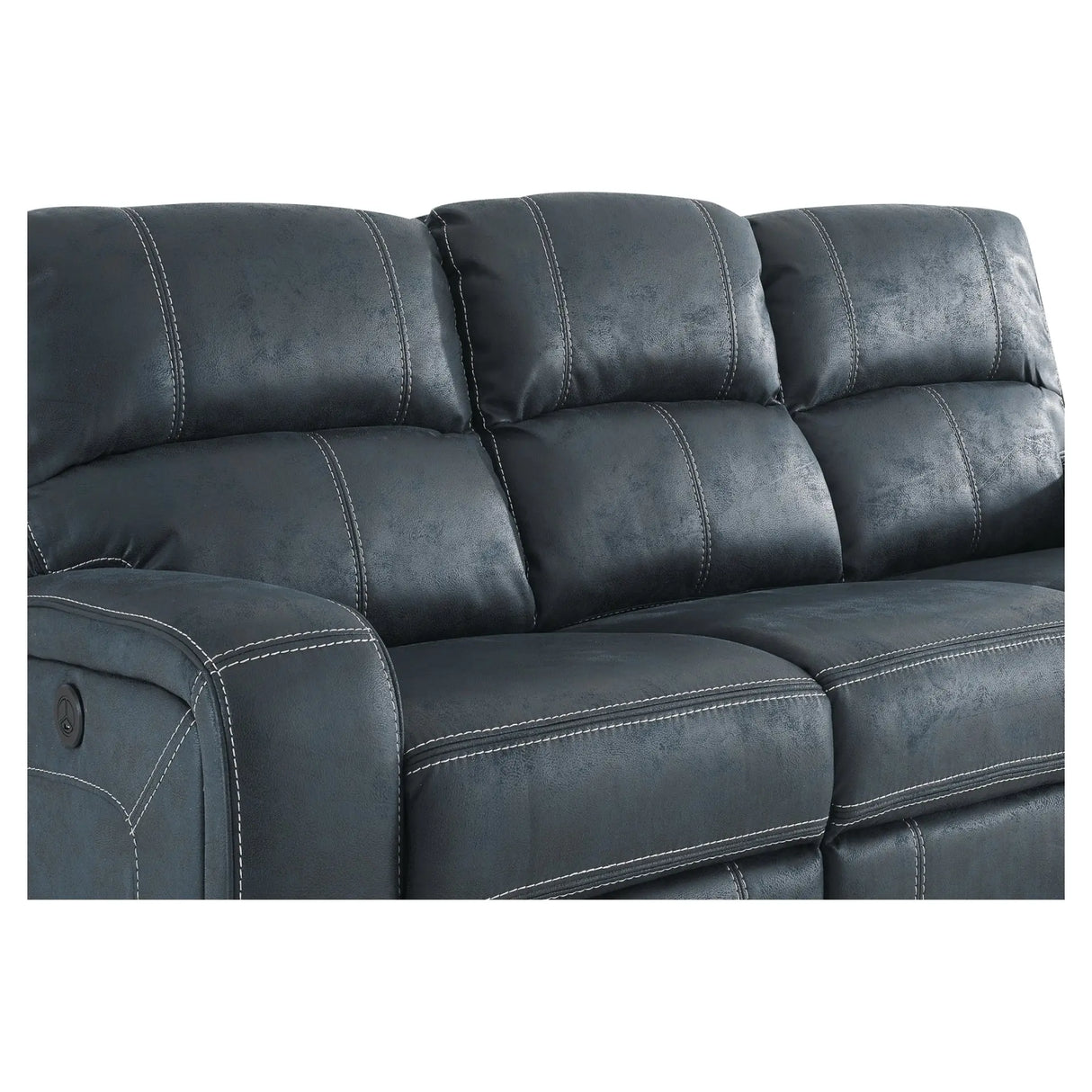 Perth Power Reclining Sofa in Stone Grey Blue Kwality