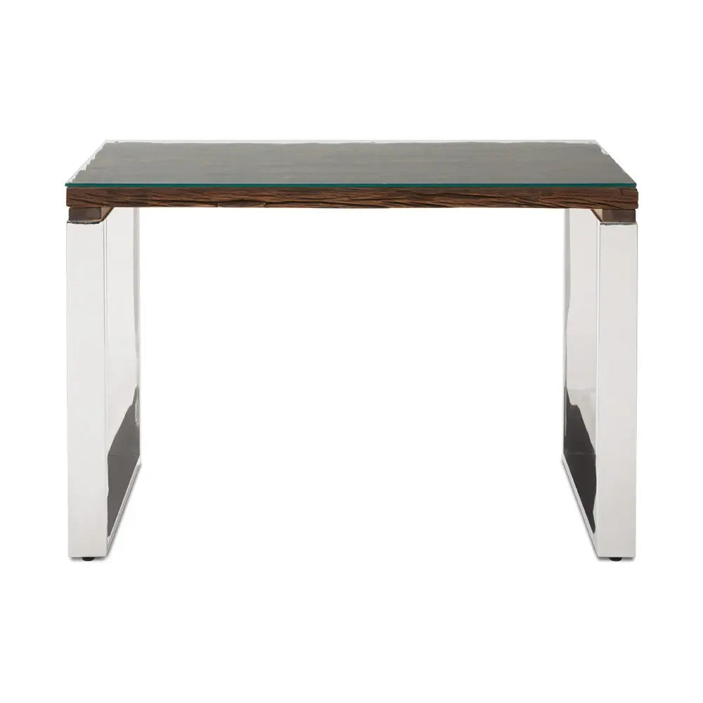 Railwood Desk Wood Glass Top - Complete Home Furnish