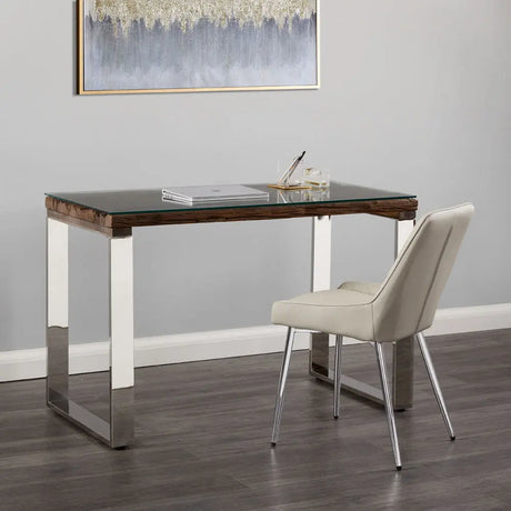 Railwood Desk Wood Glass Top - Complete Home Furnish