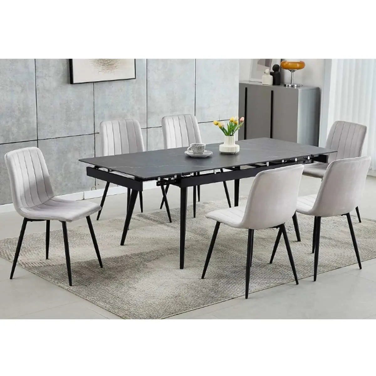 Sintered Stone 7 Pc Extendable Dining Set 1472 I.F.Furniture