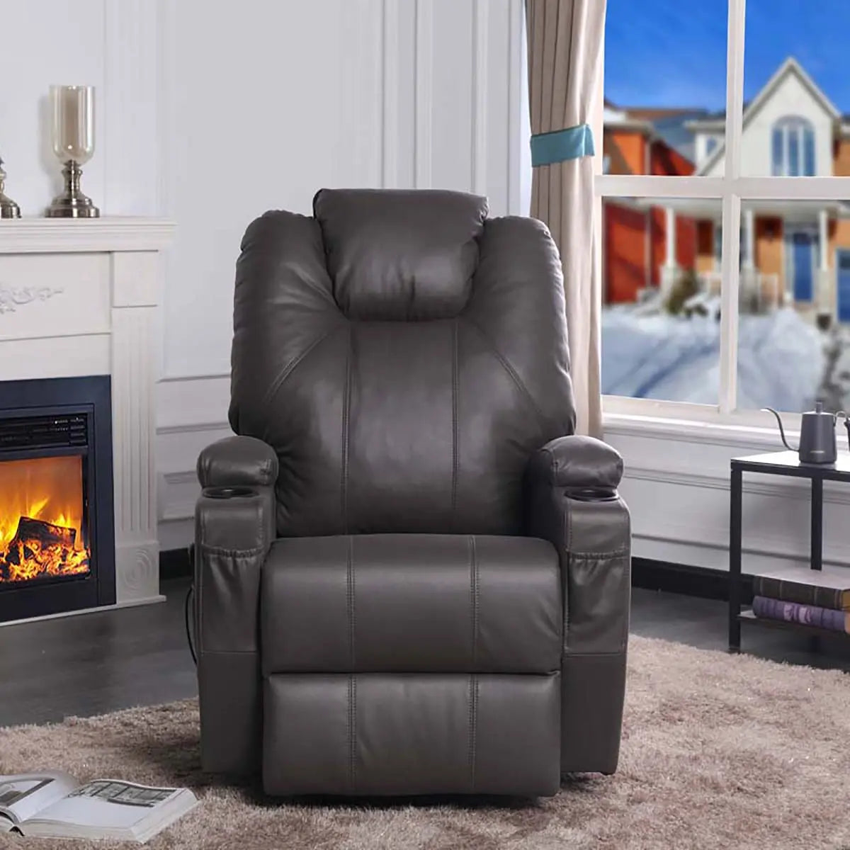 Titus Leather Reclining Chair in Chocolate Titus