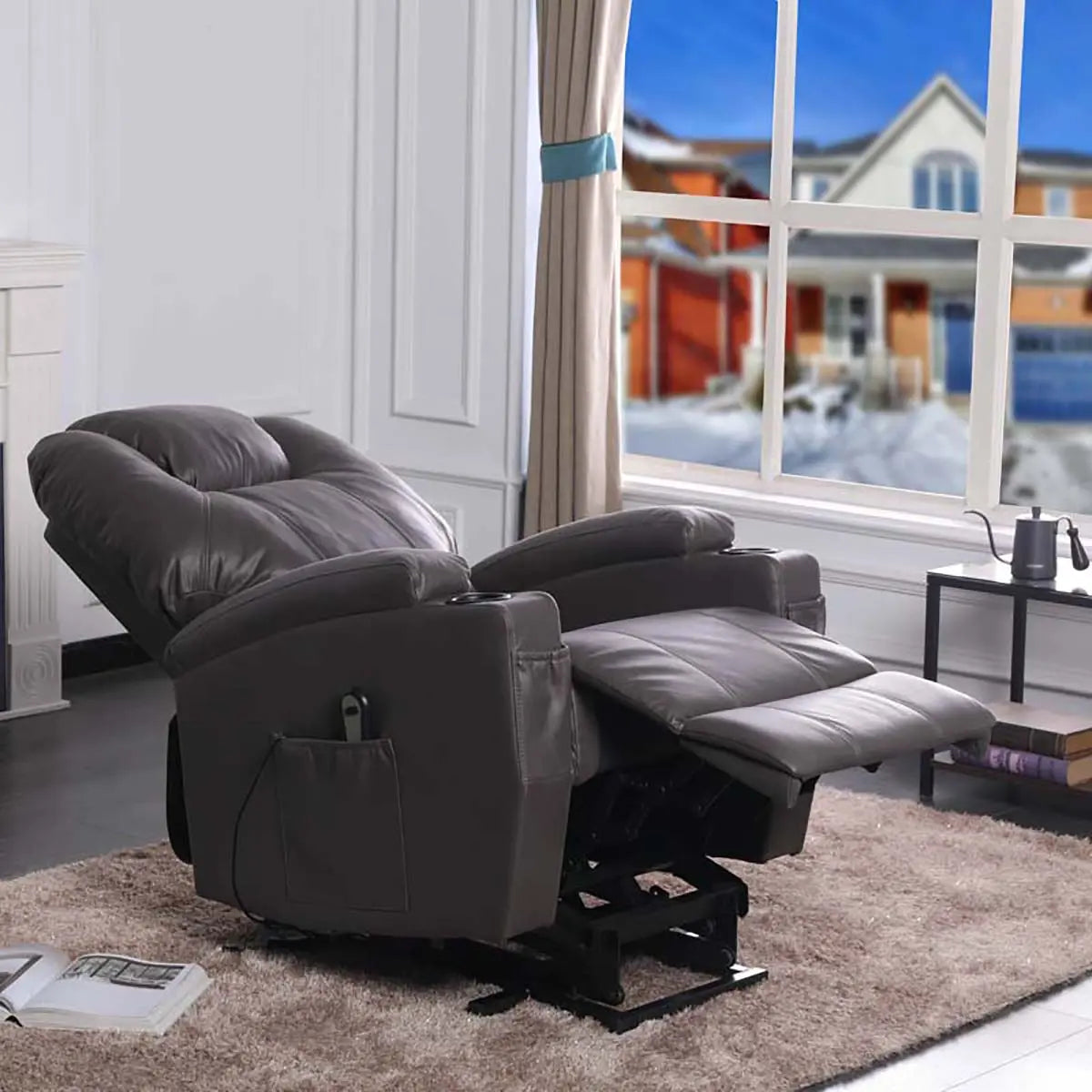 Titus Leather Reclining Chair in Chocolate Titus