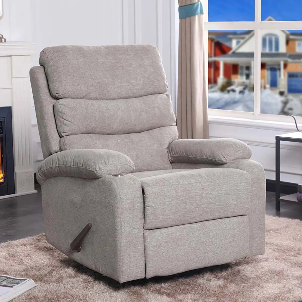 Titus Fabric Reclining Chair in Beige Titus