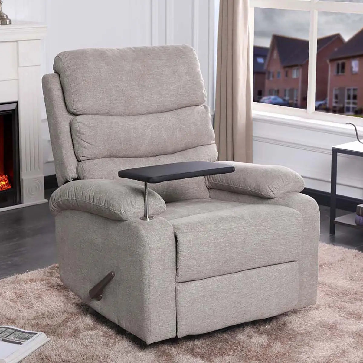 Titus Fabric Reclining Chair in Beige Titus